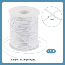PH PandaHall 100 Yards 1mm Waxed Cotton Cord, White Waxed String Wax Thread Beading Cord Bracelet Rope Jewelry Cords for Necklace Making Crafting Beading Wrapping Braiding Macrame