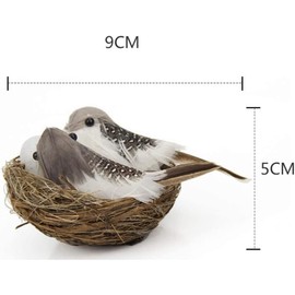 Zhhuoc 1Set Simulation Bird Nest with Bird and Eggs Decor,Fake Foam Feather Birds,Artificial Birds,for DIY Craft Tree Decoration Home Decor Outdoor Statues