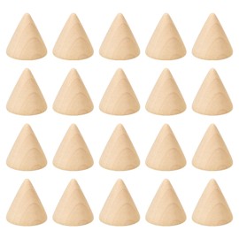 PATIKIL 30x30mm Natural Wood Cone Ring Holder, 20 Pack Finger Jewelry Display Stand Organizer Unpainted Wooden Cones for DIY Craft, Brown