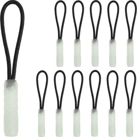 ZUOZ Zipper Pull Outdoor Tent Night Fishing Phosphorescent Luminous Zipper Tab Accessory Fastener Handle Glows in the Dark Chuck Handle Backpack Clothing Pull Cord Replacement Extension 12-Piece Set