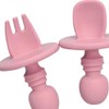 Silicone Baby Utensil Holders, Spoon and Fork Design, PINK