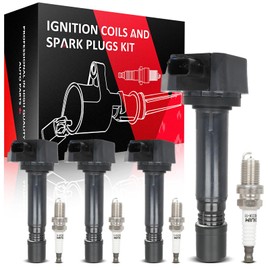 SCITOO Ignition Coil Compatible for Honda Civic 2006 2007 2008 2009 2010 2011 L4 1.8L 4 Ignition Coil Packs & 4 Iridium Spark Plugs UF-582 UF582 30520RNAA01 5266 9807B561BW 9807B561BWA0 IZFR6K11S