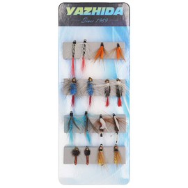 Fly Fishing Trout Flies Kit 16pcs Fly Fishing Lure for Trout Premium Dry Wet Flies Streamer Mayfly Emerger Flys Trout Fly Fishing Gear Bait Assorted