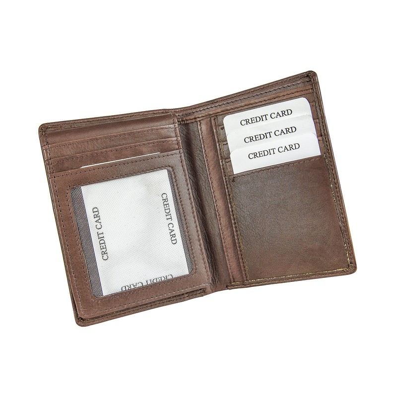 High Quality ID Card Case Wallet Real Leather Portrait Format