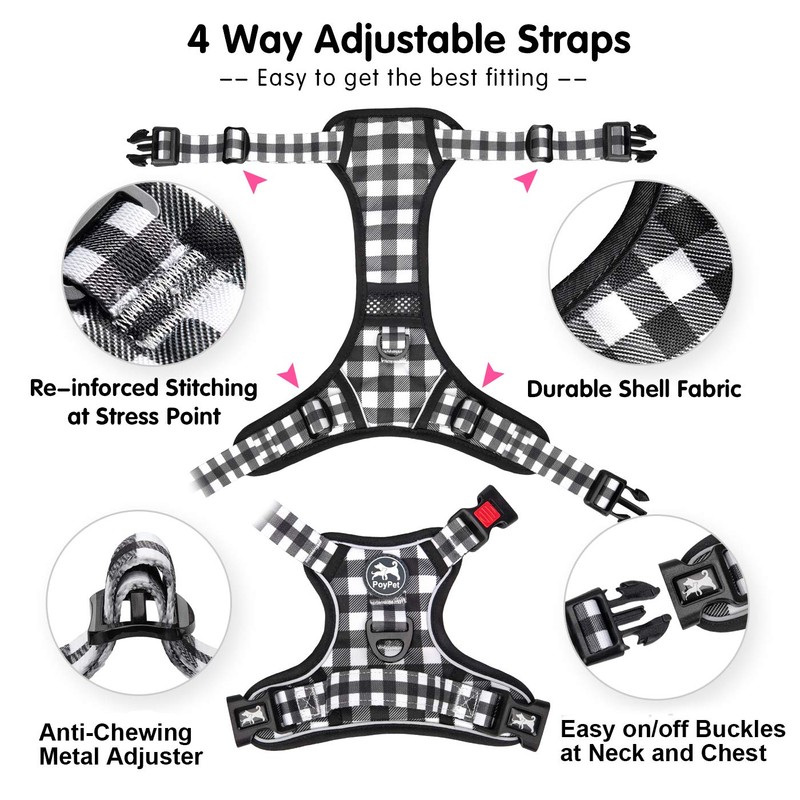 PoyPet No Pull Dog Harness, [Neck Release] Reflective Adjustable No