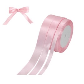 Nityunn Polyester Ribbons, 3 Rolls 10mm, 15mm, 20mm, Gift Wrap, Wedding, Christmas, Pink