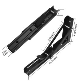 TOOINKCV 2 Pcs Folding Shelf Brackets, 8 Inch Heavy Duty Floating Triangle Shelf Brackets, Collapsible Shelves Brackets, Wall Mounted L Table Hinges Brackets for Bench Table with Screws (8 Inch)