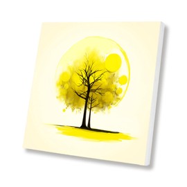 Golden Township Tree Painting Canvas Art Good Luck Rising Fortune Feng Shui Art Fantasy Tree 30cm x 30cm Art Panel