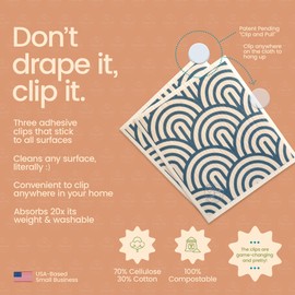 Harps&Seb Reusable Swedish Dishcloths, Super Absorbent Washable Swedish Dish Towels with Convenient Hanging Clips, No Odor, Biodegradable, Non-Scratch Reusable Paper Towels, 6-Pack