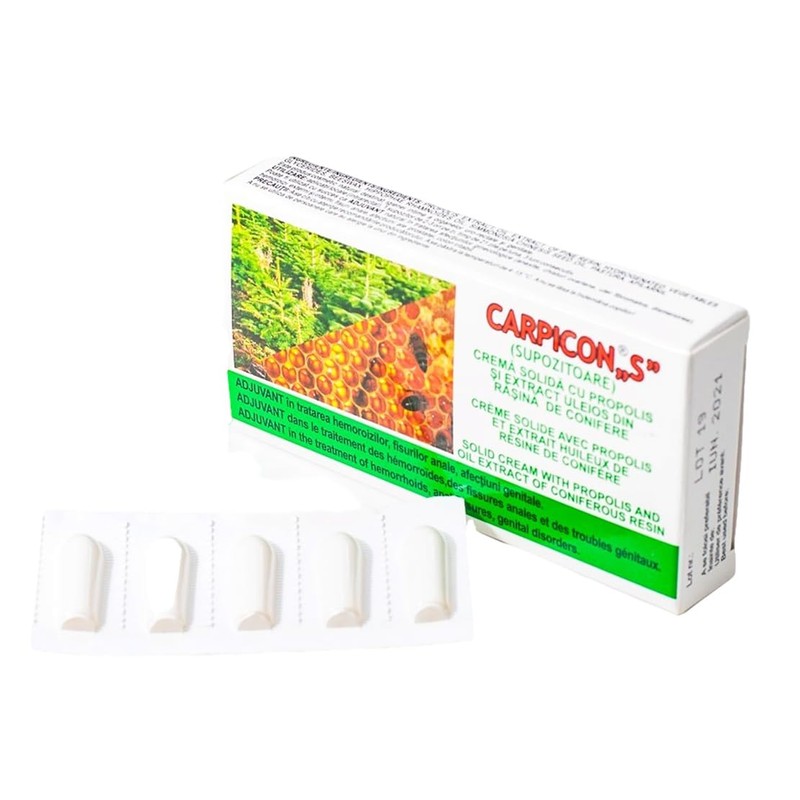 10 Suppositories with Propolis Extract, Oily Extract of Pine Resin