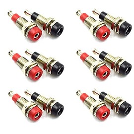 bnafes 2mm Female Extended Bind Post Alloy Socket Plug Panel Terminal Banana Jack Connector Black and Red 12 Pack