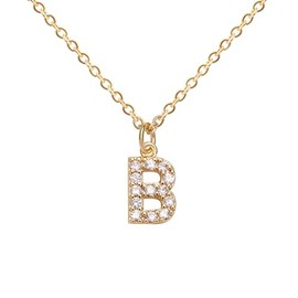 WELLKAGE Women's Initial 14K Gold Plated Pendant Necklace - Special Love for Special You (B)