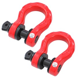 KATSU Tools Tow Shackles 2PK 7/8" Security Pin and Washers, Heavy Duty Galvanized 68,000lbs Break Strength Stronger Than 3/4" D Rings, Use with Tow Strap, Winch Rope for 4x4 Off-Road Recovery, Red