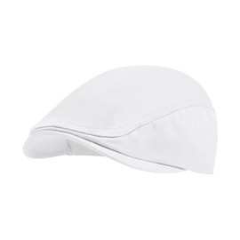 Newsboy Cap for Men 100% Cotton Mens Flat Hats Newsies Hat Classic Irish Gatsby Ivy Cabbie Golf Hats White