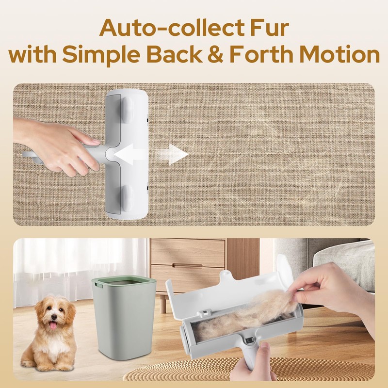 Zivacate Pet Hair Remover Lint Roller, Ergonomic Handle & Self-Cleaning,