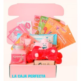 Love  Glow Delux Spa Box  Kit Facial Rosa con Mascarillas, Mascarilla de labios, Rodillo, Banda y Crema Aromtica  Regalo de Autocuidado para Mujer u  
