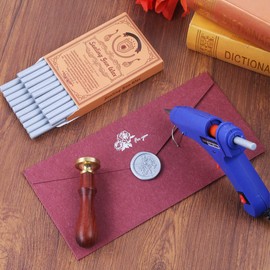 Wax Seal Kits, Wasole 20Pcs Silver Sealing Wax Sticks with 1 Pieces Glue Gun Set for Wax Seal Stamp, Great for Wedding Invitations, Birthday Cards, Envelopes, Gift Wrapping (Silver)