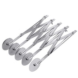 UOHGDPY Adjustable Pastry Cutter, 5 Wheel Stainless Steel Dough Divider, Stainless Steel Expandable Pizza Slicer Multi-Round Pastry Knife Baking Cutter Roller Cookie Dough Cutter Divider (silver)