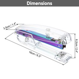 Office Desk Stapler with 1000 24/6 Staples, Transparent Clear Durable Acrylic Fashion Shape, for Office Home School - Colorful