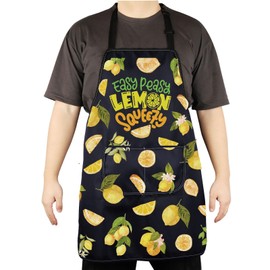 CENWA Funny Easy Peasy Lemon Squeezy Summer Kitchen Adjustable Apron Gift for Lover (Lemon Squeezy Apron)