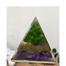 HEALHANCE Crystal Pyramids for Home Orgone Show Piece for Home decore for Positive Energy for Office Table Decorative Items (Velvet, 3)