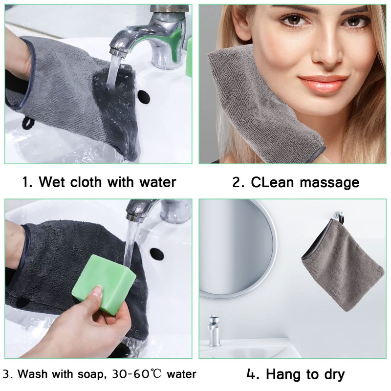 6 Pack Microfibre Body Wash Mitts, 15x21 CM Flannels Face