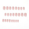 Juneyemo 24 Pieces French False Nails Shiny Square Short Heart