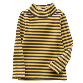 JWWN Little Boys Girls Thermal Tops Kids Winter Undershirt Stripe Turtleneck Fleece Baselayer Long Sleeve T Shirts,(Yellow,4Years)