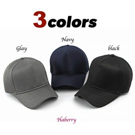 Haveli Men's Mesh Cap, Large Size, 23.2 - 25.6 inches (59 - 65 cm), Solid Color, Simple, Casual, Breathable,, Black, XL