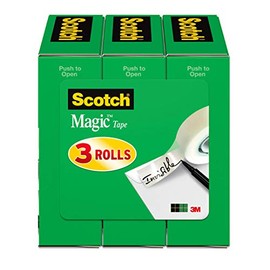 Scotch Magic Tape, 3 Rolls, Numerous Applications, Invisible, Engineered for Repairing, 1/2 x 1296 Inches, Boxed (810H3)