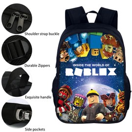 PQKL-party Roblx Backpack Roblx Bag,14 Inch Kids Backpack for Boys,3d Printed Cosplay Anime Bag for Aged 3-5 Years, Gifts for Fans