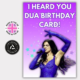 Dua Lipa Birthday Card - Funny Birthday Cards for Women - Dua Lipa - Happy Birthday Card for Mum Sister Daughter Auntie Cousin Bestie Best Friend Work Colleague
