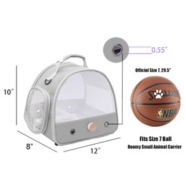 Bird Carrier, Portable Small Bird Parrot Parakeet Carrier with Standing Perch and Soft Support Mat, Side Access Window Collapsible (Grey, Mesh Windows)