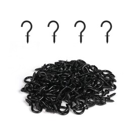 1/2 Inch Small Screw Hooks, RELBRO 100 Pcs Black Mini Screw in Jewelry Hooks Tiny Metal Screw Wood Ceiling Wall Hooks for Jewelries Crafts Keys Caps Plants String Lights Wreaths