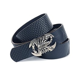 Anthoni Crown Unisex Leather Belt, darkblue
