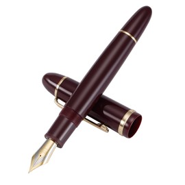 Jinhao X159 - Pluma estilográfica de punta extrafina, color rojo vino con clip dorado acrílico de gran tamaño                                         