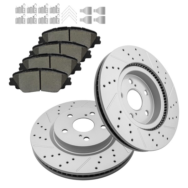 Fraxle Front Drilled & Slotted Disc Brake Rotors and Ceramic