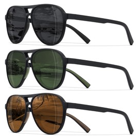 STORYCOAST Polarized Aviator Sunglasses for Men Women Classic Retro Aviators Sports Driving Running Sun Glasses, 3pack-black+dark Green+brown, Standard