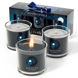 CHILLFLAME Candles for Men, Candles Gifts for Men, Scented Candles Gift Set for Him, 3 Scented Votive Candles, Birthday Gifts for Men (Black, 200g)