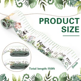 Coume 2 Rolls Baby Shower Measuring Tape 2 Inch x 150 Feet Tummy Measure Belly Game Measure Tape for Baby Shower Party Favors and Supplies (Safari)