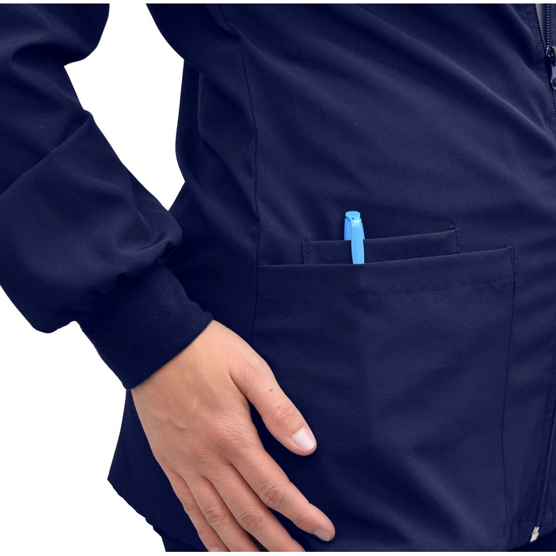 GT Performance chamarra quirúrgica con cierre frontal para mujer, azul