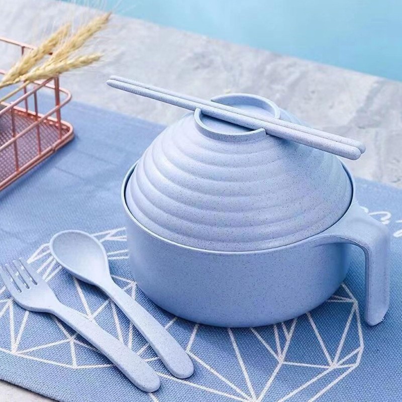 AstraGlam Blue Bowl with Matching Cutlery Set, 300 ml Capacity,