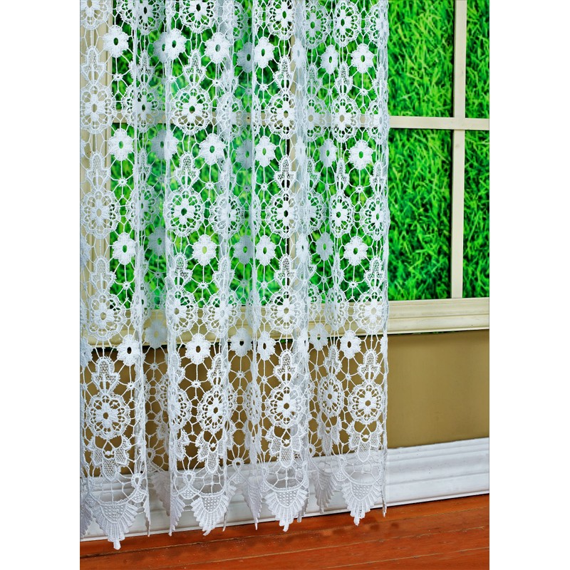Today's Curtain Medallion Macramé Panel 63",White,48W x 63L