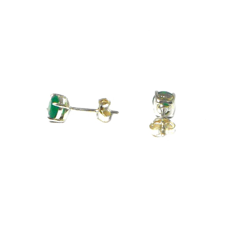 Emerald Green 925 Sterling Silver Stud Earrings 5mm (EMS2902161), Sterling