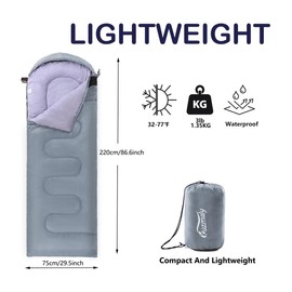 Kuzmaly Camping Sleeping Bag 3 Seasons Lightweight &Waterproof with Compression Sack Camping Sleeping Bag Indoor & Outdoor for Adults & Kids