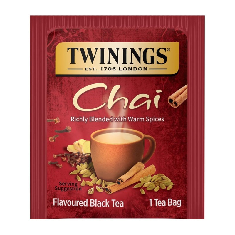 Twinings Chai Black Tea Individually Wrapped Bags, Sweet, Savoury Spices,