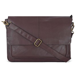 Oak Leathers Leather Messenger Bag for Men and Women - Laptop Briefcase Bag For College, Office, Adjustable Shoulder Strap (Dark Brown)