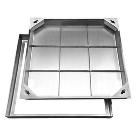 Natotela 24x24x2.4 inch All Stainless Steel Manhole Cover and Frame,Recessed Square Invisible Manhole cover Flush Mount Sewage Cover,Embedded Outdoor and Indoor Metal Inspection Cover for Paver