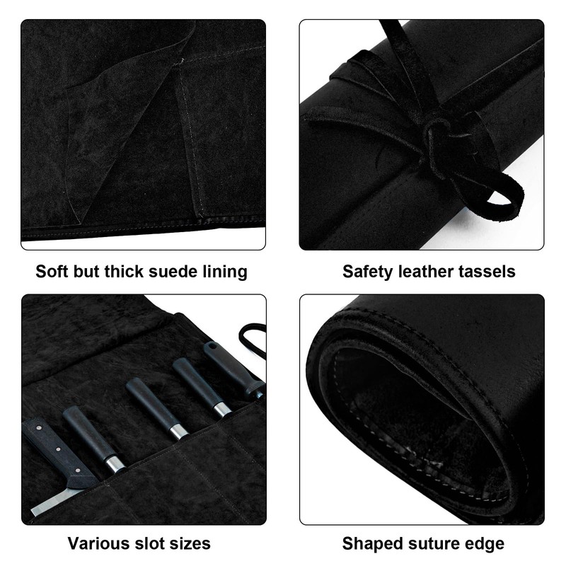 Genuine Leather Knife Roll, Knife Bags for Chefs Professional, Small