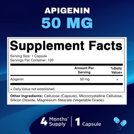 2 Pack Vitamatic Apigenin 50mg - 120 Vegetarian Capsules (Total 240 Capsules)